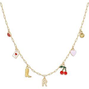 Charming Beach-Ready Initial Necklace - 14K Gold Plated with Adjustable Length